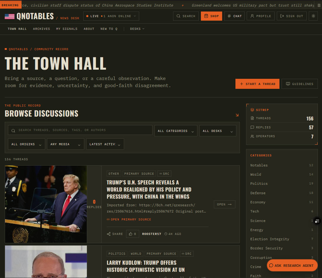 QNotables.ai community media platform homepage